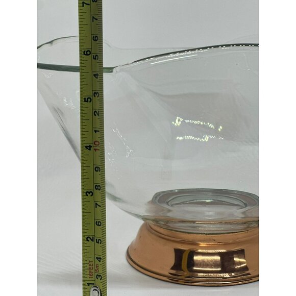 VTG Princess House Glass Salad Punch Bowl with Copper Base - Picture 3 of 4